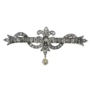 Vintage antique diamond bar brooch