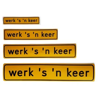 Sticker - werk 's 'n keer - maat M - 300x60mm - Reflecterend