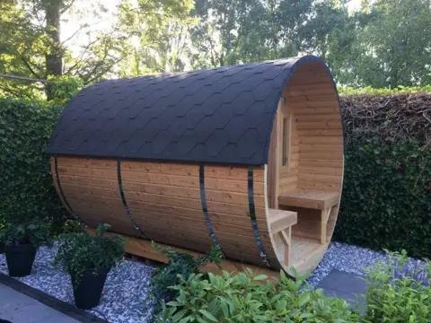 Barrel buitensauna | wijnvat | Ø197x300cm | Thermowood