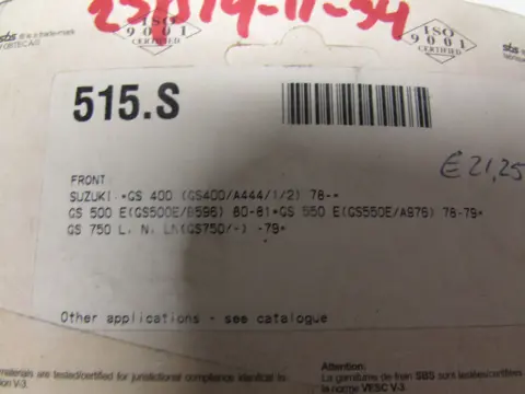 REMBLOKKEN VOOR Suzuki GS 500 E 1979 - 1982