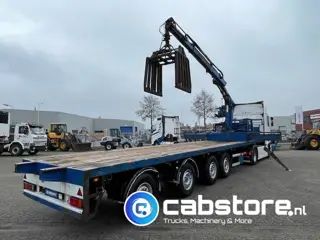 Burg BPO 13.30 RZCXX - Bouwjaar 2001 - APK 02-2026 - KWB 4-assige oplegger met Hiab 220 laadkraan - 