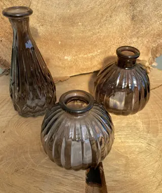 VAASJES KLEIN SET 3 MODELLEN QUARTZ GREY GLAS Nieuw