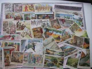 een honderdtal chromos van Liebig van na eerste oorlog