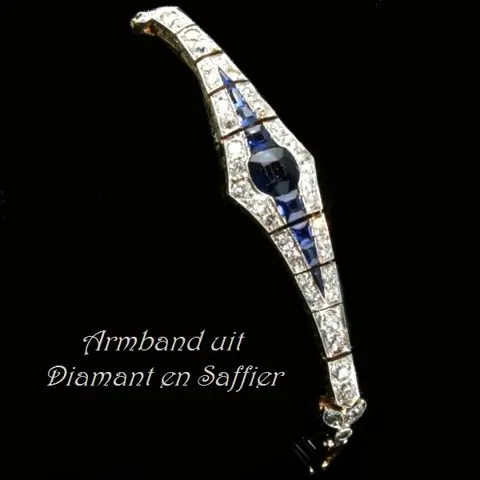 Sublieme armband met Diamant en Saffier