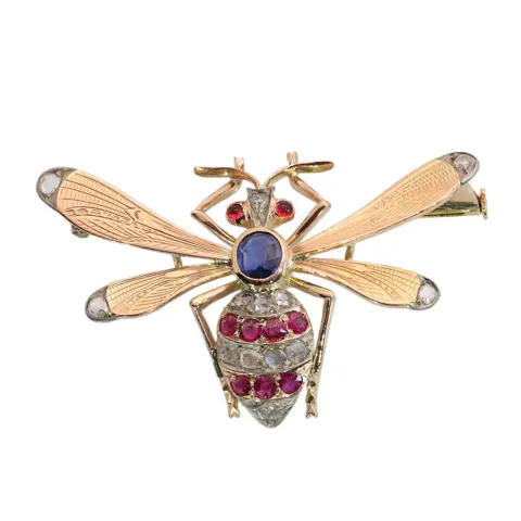 A Mischievous Victorian Bee or Fly Brooch for the Lapel, circa 1890