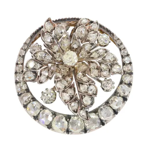 A Diamond Leaf Brooch in Grand Victorian Bloom, circa 1870