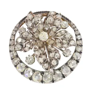 A Diamond Leaf Brooch in Grand Victorian Bloom, circa 1870