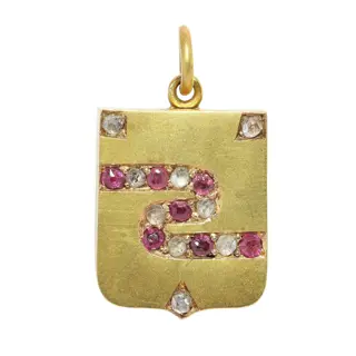A Shield-Shaped Victorian Locket with Rubies and Diamonds, circa 1870