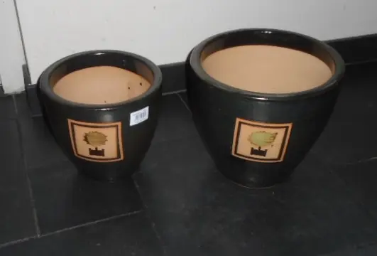 BLOEMPOT SET 2-DLG BOXWOOD ZWART 2 NIEUW