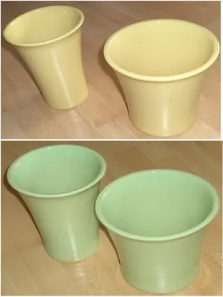 BLOEMPOTTEN IN GELE/GROENE SET (2 stuks) NIEUW