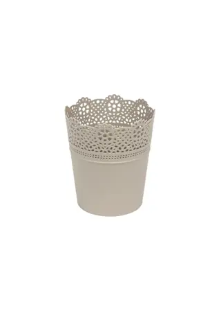 BLOEMPOT ROND LACE 16cm TAUPE Prosperplast 3 STUKS Nieuw