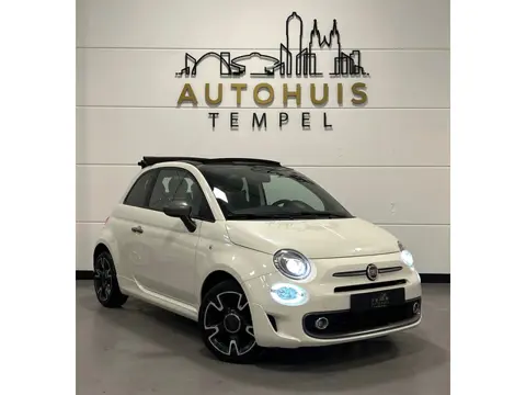 Fiat 500 1.2 Cabrio Automaat Led Leder/Stof Bluetooth Parelmoer Isofix Carplay Navi Climate Cruise 1