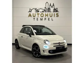 Fiat 500 1.2 Cabrio Automaat Led Leder/Stof Bluetooth Parelmoer Isofix Carplay Navi Climate Cruise 1
