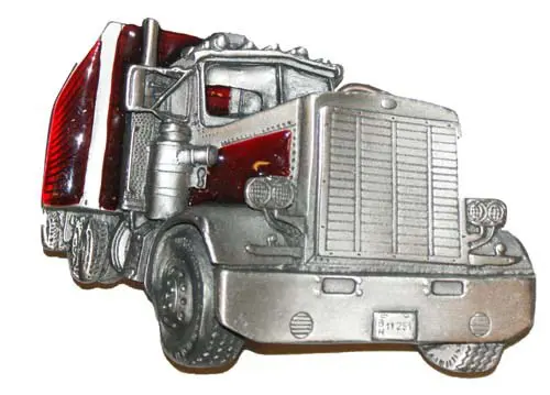 Truck buckle " Trekker met oplegger " Rood / zilver