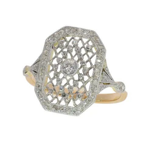Platinum Lace and Old Cut Diamonds in an Edwardian Ring, circa 1915