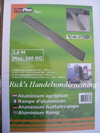 Oprijplaat 200x21 aluminium max 200 kg