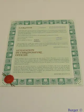 Rolex Warranty Certificate Ref: 80298