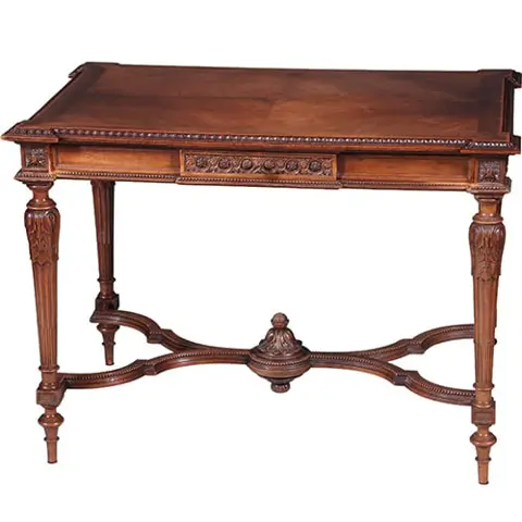 Schrijftafeltje of wandtafel in notenhout met brede lade Frankrijk ca 1860