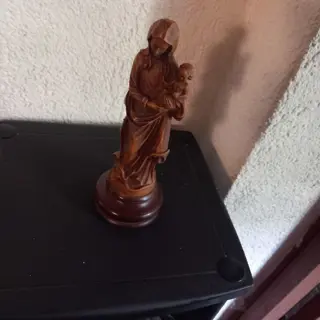 beeldje: Maria met kindje Jezus, 22cm - hout snijwerk???? - DOE EEN BOD, vanaf 15,-. Ga ik akkoord m