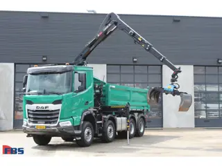 DAF XFC 480 FAD 8x4 + HIAB Z-HiPro 191C-2 | 2 zijdige kipper met kraan | Rotor | Knijper | 19 tonmet