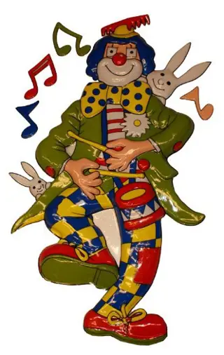 Decoratie " Clown met trommel "