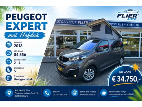 Peugeot Expert 2.0 123PK | 4-Pers | Hefdak | Hefbed | Off Grid | Orig. NL | Vakantie klaar |