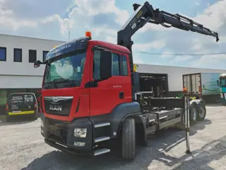 MAN TGS 35.440 8x4 tridem Euro6 VDL 25T Hooklift + Palfinger Crane PK24502