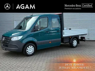 Mercedes-Benz Sprinter 317 CDI L2 Dubbele Cabine Open Laadbak 3500kg Trekhaak Face-Lift Model, Leer 