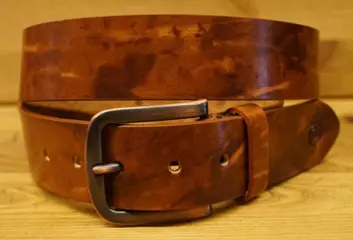 Leren jeans riem " Cognac gevlamd 377 " 4 cm breed