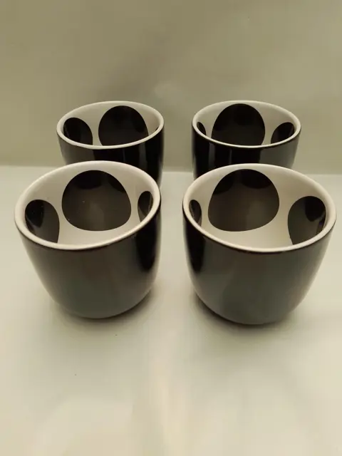 Ikea cups in Black & White Polkadot handleless modernist spot - set of 4