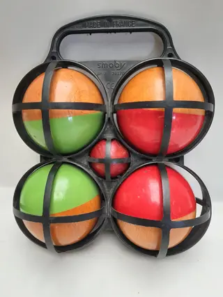 vintage Smoby Wooden Bocce - Boules Set - made in France