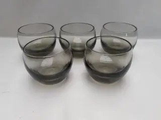 Vintage Smoky Grey Roly Poly Glasses - Mid Century Modern Minimalist Barware - set of 5