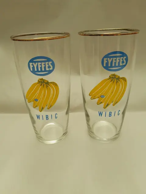 Fyffes bananen reclame glas Wibic  - set van 2