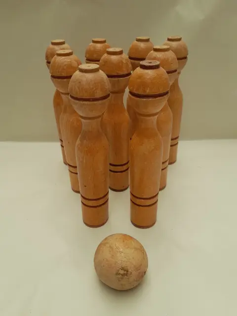 vintage houten kegels - kegelspel