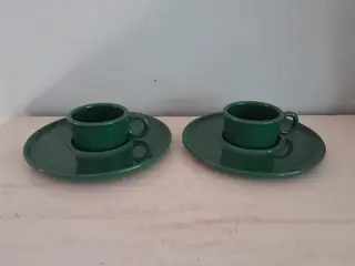 Vintage Ikea - Gustaf Westman - Vinterfint - groen - kop en schotel - espresso - set van 2