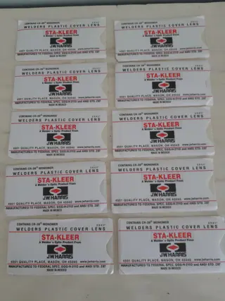Lot Of 10 - STA-KLEER J.W. Harris Welders Plastic Cover Lens 2" x 4 1/4"