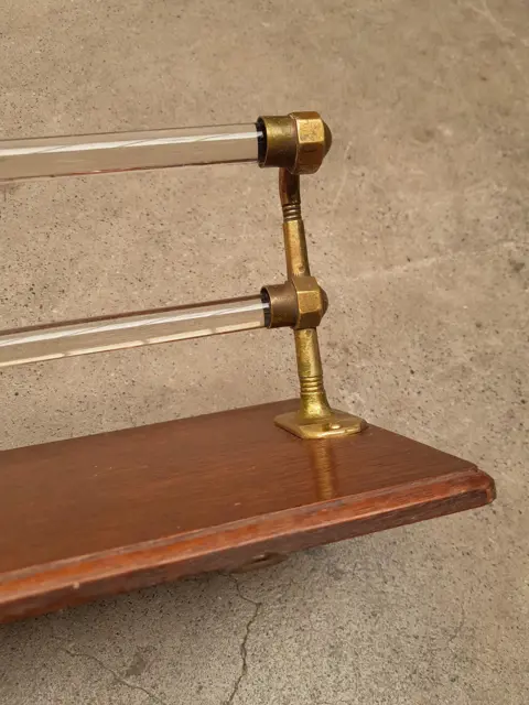 Art Nouveau handdoekhouder uit 1910 messing - glas houder antieke wandhaak dubbele handdoekhouder vintage badkameraccessoires