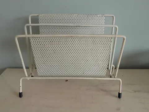 vintage perforated metal envelope holder - Mategot style - pilastro