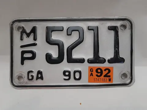 Vintage Georgia 1990 / 92 motorcycle license plate -  5211
