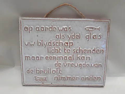 Wandtegel Mobach aardewerk - bruiloft - trouwen