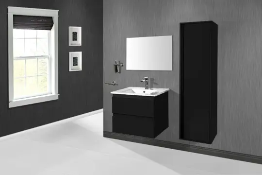 Badmeubel Sally 60cm - Incl keramische wastafel - Mat zwart