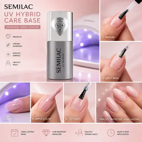 Semilac UV Hybrid Care Base voor semi-permanente nagellak 7 ml op Beyston