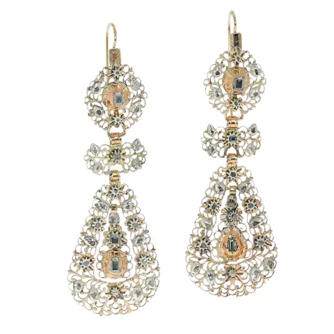 Rococo Diamond Pendant Earrings from the Southern Netherlands, circa 1750