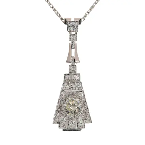 Geometry in Motion: A Platinum Art Deco Diamond Pendant, circa 1920