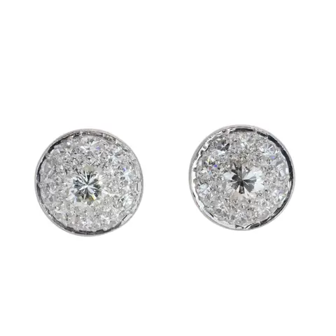Geometric Diamond Ear Studs with 1950s Art Deco Influence