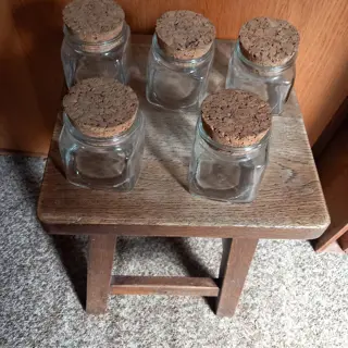 glazen, voorraadpot met kurkendeksel - retro, i.p.st.