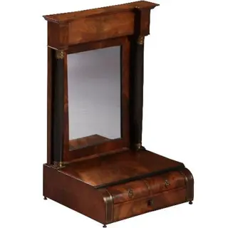 Empire kapspiegel ca. 1810 met 3 kleine laden met kantelbare spiegel