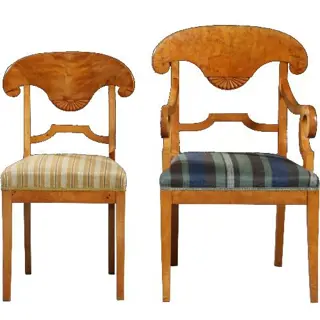 6 Blonde Biedermeier stoelen incl. stof fering naar keus  i