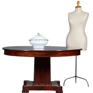 Ronde vroeg Biedermeier coulissentafel tot 12 max 14 personen verlengbaar