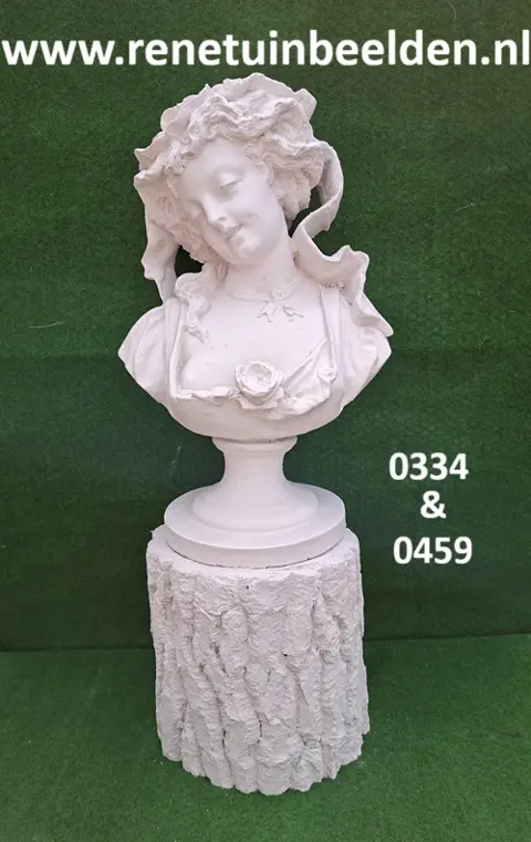 Borstbeeld vrouw met zuil boomstam laag. nr 0334 & 0459.